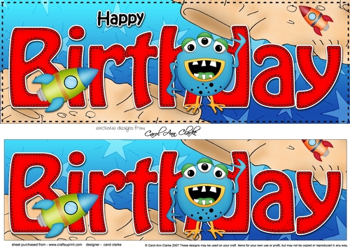 Large DL HAPPY BIRTHDAY 3D decoupage