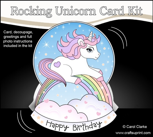 3D Shaped Rocking Card Mini Kit  -  Cute Little Unicorn Sparkle