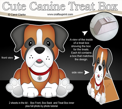 3D Cute Canine Treat Box Gift Set Mini Kit - Little Boxer Dog Bruiser