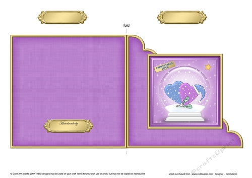 Cute Christmas Love Snowglobe Cut and Fold Corner Card 