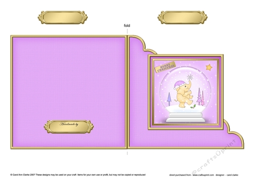Cute Christmas Elephant Snowglobe Cut and Fold Corner Card 