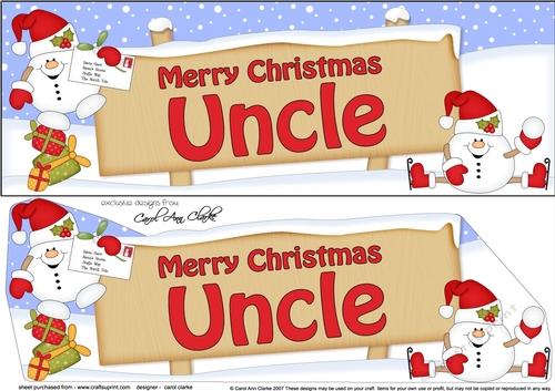 Large DL Merry Christmas UNCLE with Snowball Sam 3D decoupage