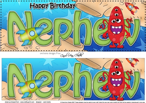 Large DL Happy Birthday NEPHEW 3D decoupage