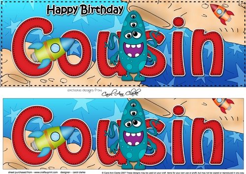 Large DL Happy Birthday COUSIN 3D decoupage