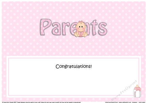 Large DL TO THE PROUD NEW PARENTS insert