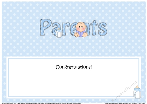Large DL TO THE PROUD NEW PARENTS insert