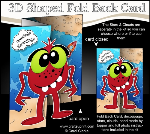 3D Shaped No-Hole Fold Back Mini Kit -  Cute Alien Oejo