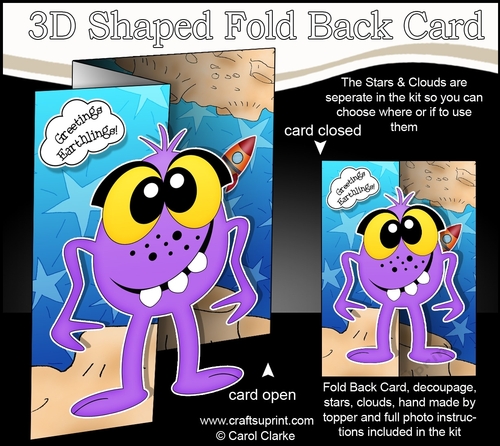 3D Shaped No-Hole Fold Back Mini Kit -  Cute Alien Eroe