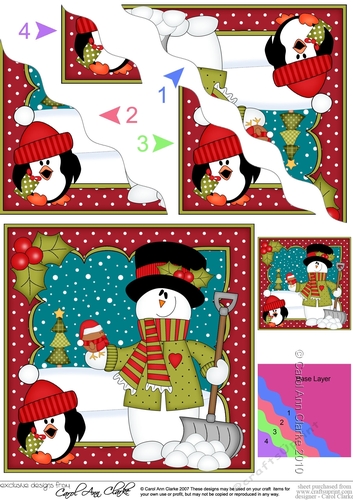 Christmas Snowman Rio is having fun in the Snow! Wavy Corner Side Stacker