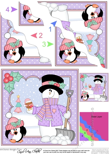 Christmas Snowman Rio is having fun in the Snow! Wavy Corner Side Stacker