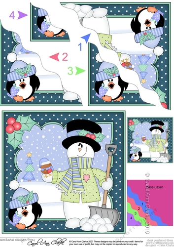 Christmas Snowman Rio is having fun in the Snow! Wavy Corner Side Stacker