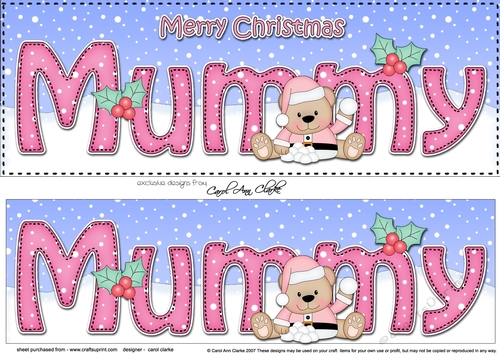 Large DL Merry Christmas MUMMY 3D decoupage 