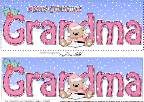 Large DL Merry Christmas GRANDMA 3D decoupage 