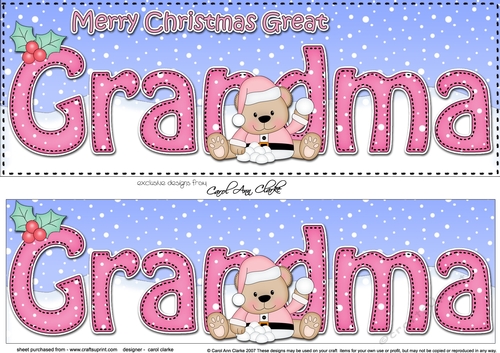 Large DL Merry Christmas GREAT GRANDMA 3D decoupage 