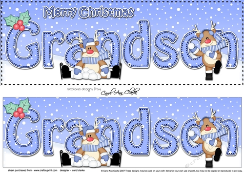 Large DL Merry Christmas GRANDSON 3D decoupage 