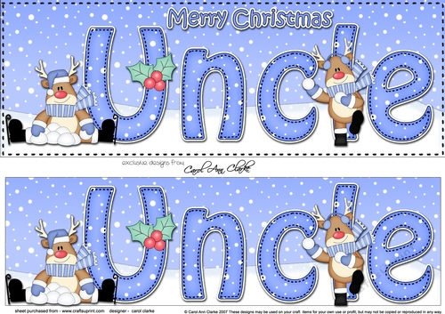 Large DL Merry Christmas UNCLE 3D decoupage 