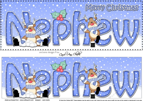 Large DL Merry Christmas NEPHEW 3D decoupage 