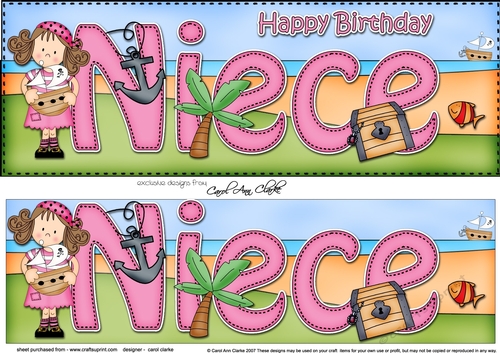 Large DL Happy Birthday NIECE 3D decoupage