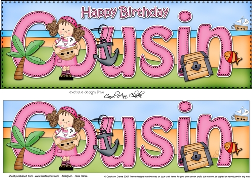 Large DL Happy Birthday COUSIN 3D decoupage