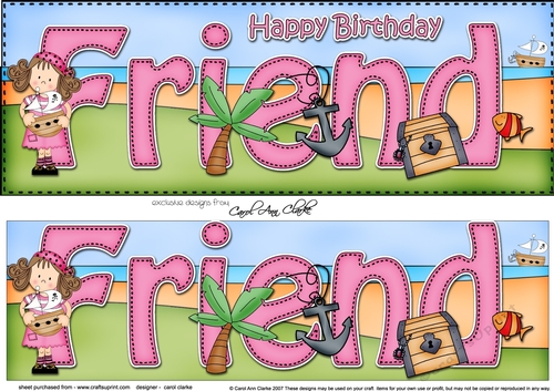 Large DL Happy Birthday FRIEND 3D decoupage