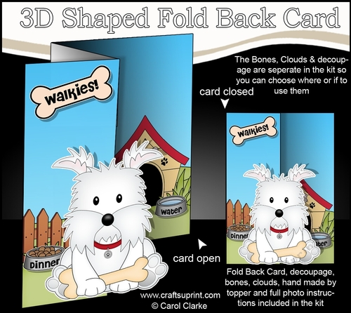 3D Shaped No-Hole Fold Back Mini Kit - Little Westie Dog Jock