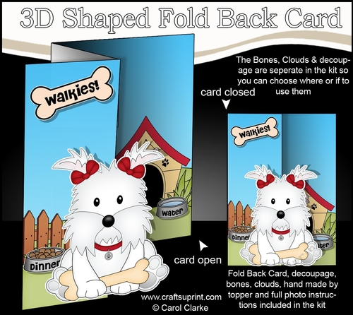 3D Shaped No-Hole Fold Back Mini Kit - Little Westie Dog Jess