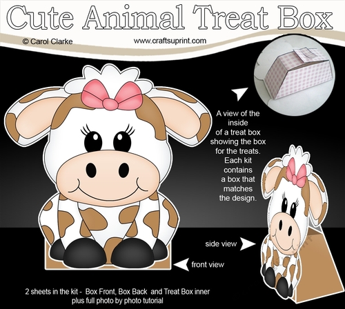 3D Cute Animal Treat Box Gift Set Mini Kit - Cute Little Milly Moo Cow