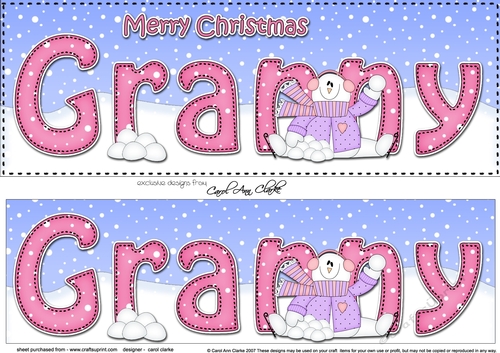 Large DL Merry Christmas GRANNY 3D decoupage 