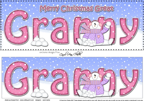 Large DL Merry Christmas GREAT GRANNY 3D decoupage 