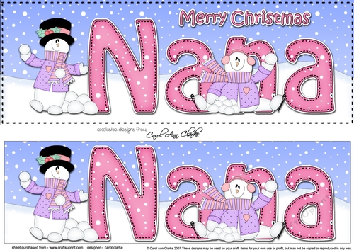 Large DL Merry Christmas NANA 3D decoupage 