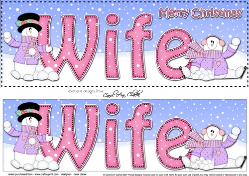 Large DL Merry Christmas WIFE 3D decoupage 