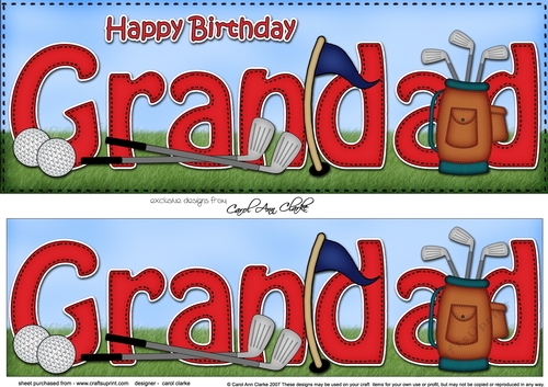 Large DL Happy Birthday GRANDAD 3D decoupage