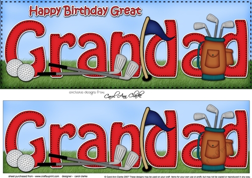 Large DL Happy Birthday GREAT GRANDAD 3D decoupage