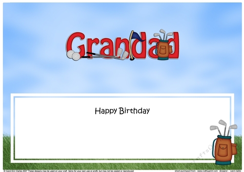 Large DL Happy Birthday GRANDAD insert