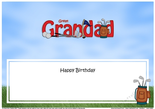 Large DL Happy Birthday GREAT GRANDAD insert