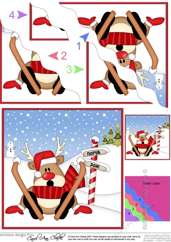 Christmas Rudolph is at the North Pole Wavy Corner side stacker Topper