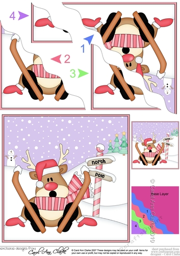 Christmas Rudolph is at the North Pole Wavy Corner side stacker Topper