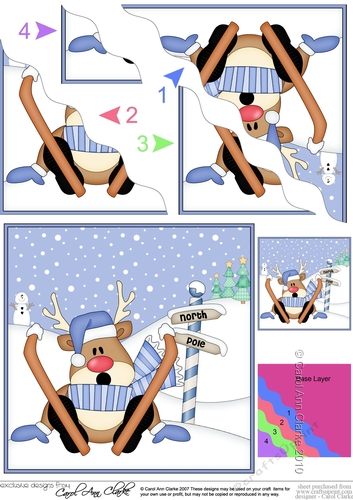Christmas Rudolph is at the North Pole Wavy Corner side stacker Topper
