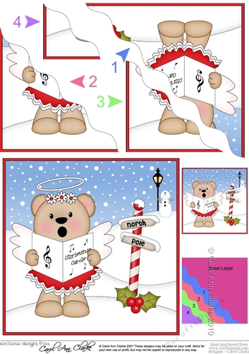Christmas Angel Livvy Bear is at the North Pole Wavy Corner side stacker Topper
