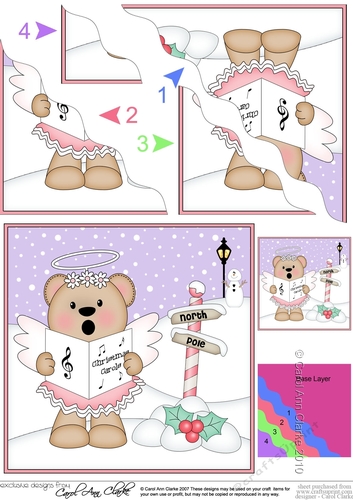Christmas Angel Livvy Bear is at the North Pole Wavy Corner side stacker Topper