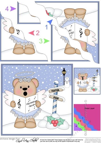 Christmas Angel Livvy Bear is at the North Pole Wavy Corner side stacker Topper