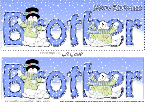 Large DL Merry Christmas BROTHER 3D decoupage 