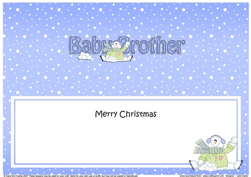 Large DL Merry Christmas BABY BROTHER insert