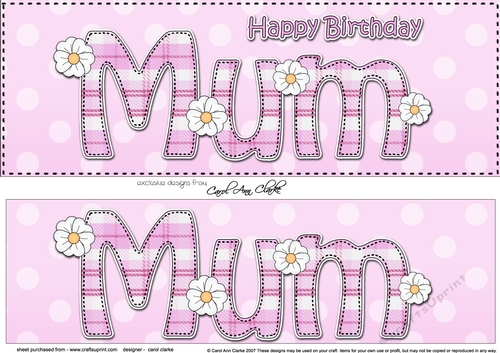 Large DL Happy Birthday MUM 3D decoupage