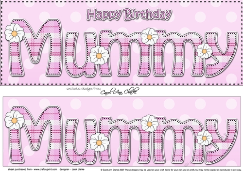 Large DL Happy Birthday MUMMY 3D decoupage