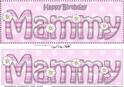 Large DL Happy Birthday MAMMY 3D decoupage