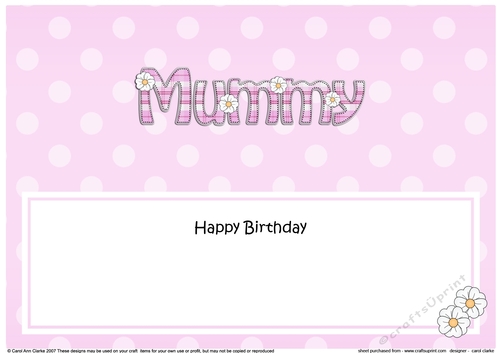 Large DL Happy Birthday MUMMY insert