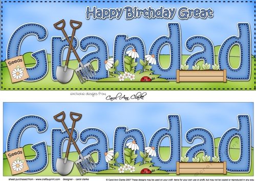 Large DL Happy Birthday GREAT GRANDAD 3D decoupage