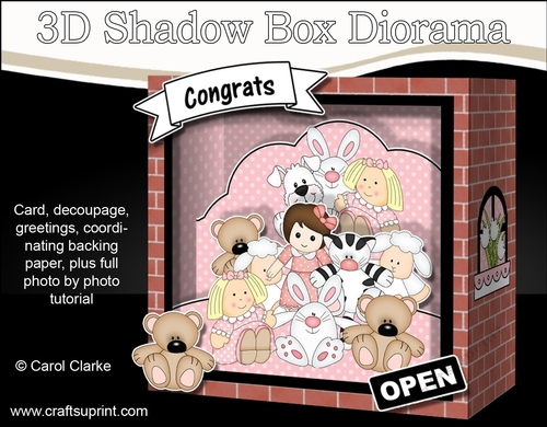 3D Shadow Box Card Mini Kit  -  The Hug-a-Bear Soft Toy Shop