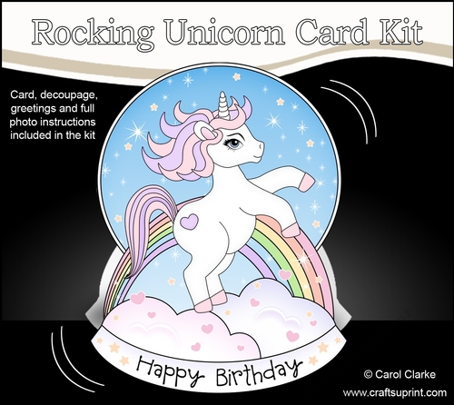 3D Shaped Rocking Card Mini Kit  -  Cute Little Unicorn Sparkle